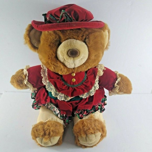 Vintage Teddy Bear Lane Christmas Plush KMart Stuffed Animal 1994 Toy 20" - Picture 1 of 6